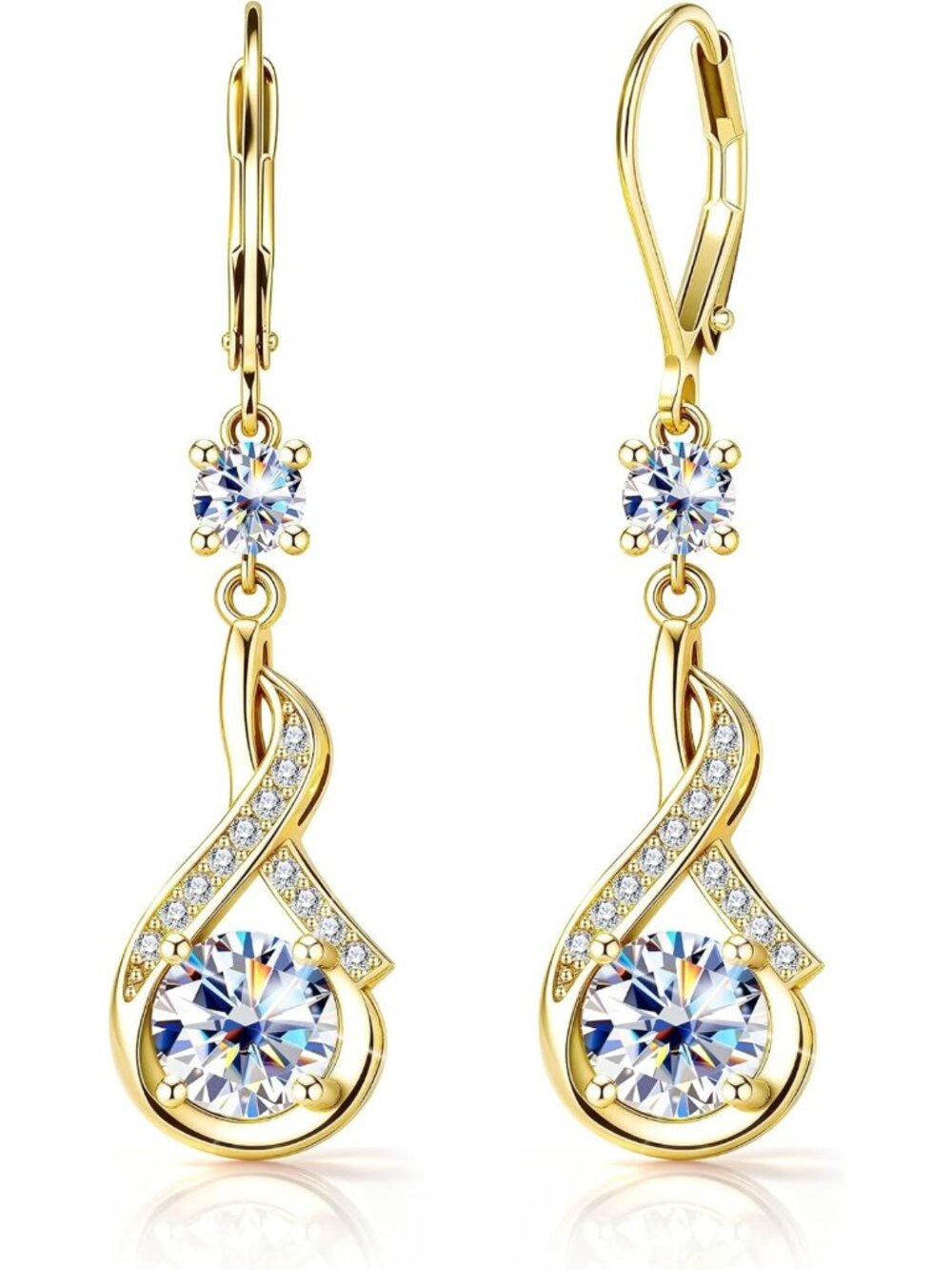 Stunning Moissanite Dangle Earrings | Elegant Leverback Drop Jewelry for Women